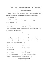 2023-2024学年苏科版数学七年级上学期期末数学模拟试卷一（苏州市专用）