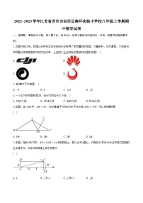 2022~2023学年江苏省苏州市姑苏区南环实验中学校八年级上学期期中数学试卷（含解析）