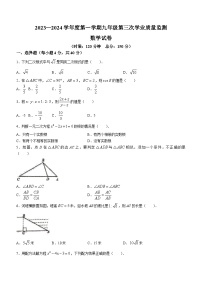 38，四川省资阳市安岳县李家初级中学2023-2024学年九年级上学期12月月考数学试题(无答案)