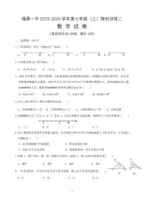 福建省宁德市福福鼎市第一中学2023-2024学年七年级上学期限时训练二数学试卷