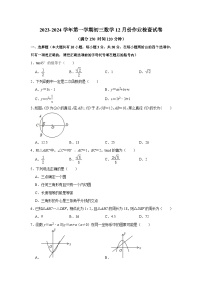 江苏省江阴市青阳片2023-2024学年九年级上学期12月作业检查数学试卷