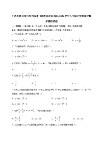 广西壮族自治区贺州市富川瑶族自治县2023-2024学年九年级上学期期中数学模拟试题（含答案）