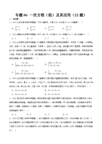 专题06 一次方程（组）及其应用（共22题）-2023年全国各地中考数学真题分项汇编（全国通用）