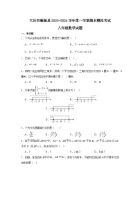 黑龙江省大庆市肇源县2023-2024学年上学期期末模拟训练八年级数学试题