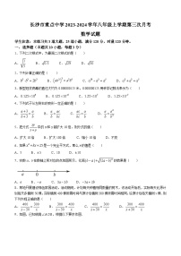 湖南省长沙市重点中学2023-2024学年八年级上学期第三次月考数学试题（含答案）