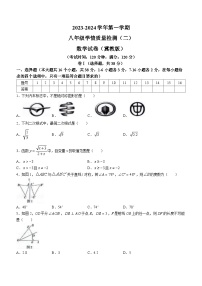 河北省衡水市枣强县第二中学2023-2024学年八年级上学期月考数学试题