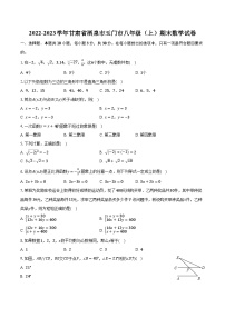 2022-2023学年甘肃省酒泉市玉门市八年级（上）期末数学试卷（含解析）