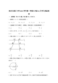 2023-2024学年浙江省杭州市西湖区景汇中学九年级上学期12月月考数学试题（含解析）