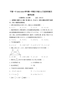 2023-2024学年福建省福州市平潭第一中学八年级上学期月考数学试题（含解析）