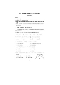 上海普陀区2023-2024学年九年级上学期期末自适应练习数学试题（一模）