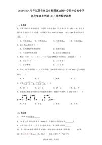 2023-2024学年江苏省南京市栖霞区金陵中学仙林分校中学部七年级上学期10月月考数学试卷（含解析）