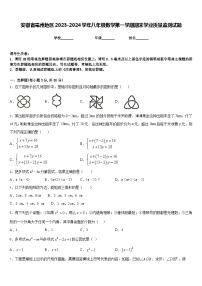 安徽省亳州地区2023-2024学年八年级数学第一学期期末学业质量监测试题含答案