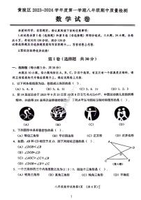2024武汉市黄陂区八年级期中考试数学试卷