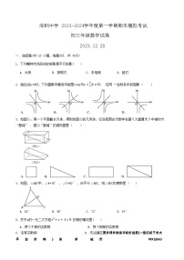 广东省深圳市深圳中学2023-2024学年九年级上学期期末模拟考试数学试卷