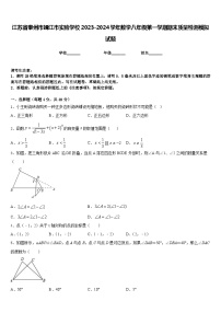 江苏省泰州市靖江市实验学校2023-2024学年数学八年级第一学期期末质量检测模拟试题含答案