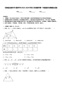 甘肃省白银市平川四中学2023-2024学年八年级数学第一学期期末经典模拟试题含答案