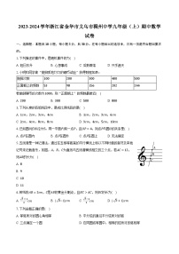 2023-2024学年浙江省金华市义乌市稠州中学九年级（上）期中数学试卷(含解析）