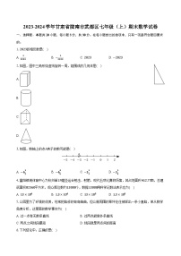 2023-2024学年甘肃省陇南市武都区七年级（上）期末数学试卷（含解析）