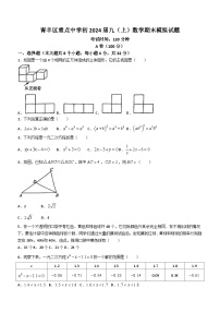 四川省成都市青羊区重点中学2023-2024学年九年级上学期期末数学试题(无答案)