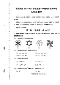 天津市滨海新区2023-2024学年八年级上学期数学期末测试卷