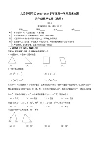 北京市朝阳区2023-2024学年八年级上学期期末数学试题