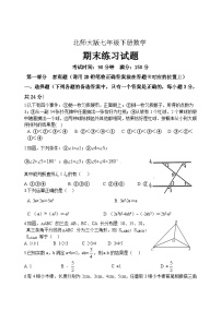 2022--2023学年北师大版七年级下册数学期末练习题