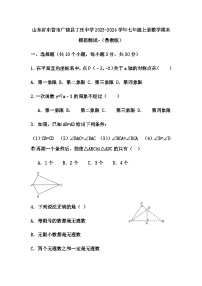 山东省东营市广饶县丁庄中学2023-2024学年七年级上册数学期末模拟测试-（鲁教版）