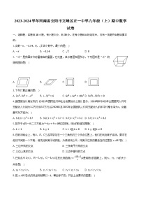 2023-2024学年河南省安阳市文峰区正一中学九年级（上）期中数学试卷（含解析）