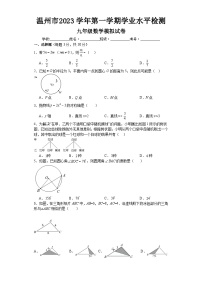 浙江省温州市2023-2024学年上学期学业水平检测+九年级数学模拟试卷