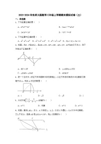 华东师大版2023-2024学年数学八年级上册期末模拟试卷1(含答案)