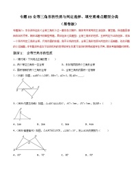 专题03 全等三角形的性质与判定选择、填空重难点题型分类-2022-2023学年八年级数学上册重难点题型期末复习热点题型（人教版）