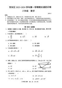 深圳宝安区2023-2024学年第一学期学情调研问卷八年级数学试卷及参考答案