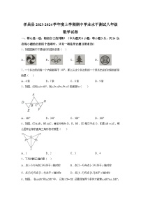 湖北省孝感市孝昌县2023-2024学年八年级上学期期中学业水平测试数学试卷(含解析)