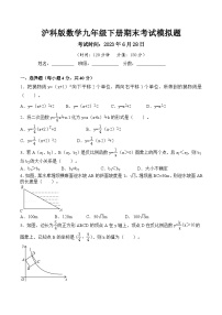 陕西省汉中市西乡县2023届沪科版九年级下学期期末考试模拟数学试卷(含答案)