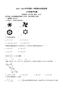 甘肃省定西市安定区2023-2024学年八年级上学期期末数学试题