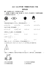 广东省东莞市重点中学2023-2024学年八年级上学期数学期末试题(无答案)