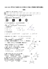 2020-2021学年辽宁省营口市大石桥市八年级上学期期中数学试题及答案