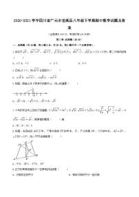 2020-2021学年四川省广元市苍溪县八年级下学期期中数学试题及答案