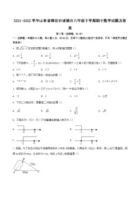 2021-2022学年山东省潍坊市诸城市八年级下学期期中数学试题及答案