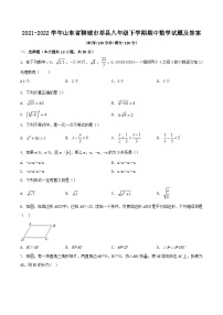 2021-2022学年山东省聊城市莘县八年级下学期期中数学试题及答案