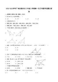 2022-2023学年广东省惠州市八年级上学期第一次月考数学试题及答案