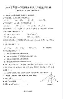 上海市闵行区2023—2024学年八年级上学期期末考试数学试题