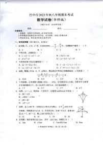 四川省巴中市2023-2024学年+八年级上学期期末考试数学试卷（华东师大版）