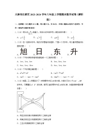 天津市红桥区2023-2024学年八年级上学期期末数学试卷+