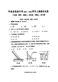 河南省郑州市实验中学2023--2024学年上学期八年级数学期末测试卷