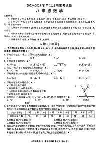 四川省成都市金牛区2023-2024学年八年级上学期期末数学试卷