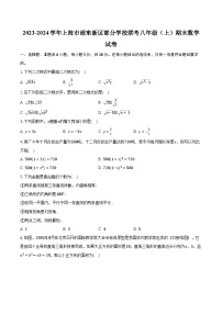 2023-2024学年上海市浦东新区部分学校联考八年级（上）期末数学试卷（含解析）