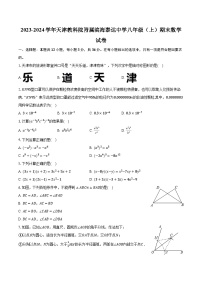 2023-2024学年天津教科院附属滨海泰达中学八年级（上）期末数学试卷（含解析）