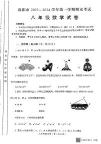 河南省洛阳市2023-2024学年上学期期末考试八年级数学试卷