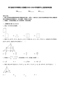 浙江省绍兴市柯桥区六校联盟2023-2024学年数学九上期末联考试题含答案